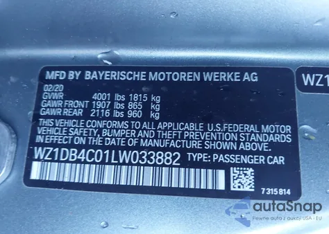 2020 Toyota Gr Supra 3.0 Premium from USA, damaged, VIN WZ1DB4C01LW033882